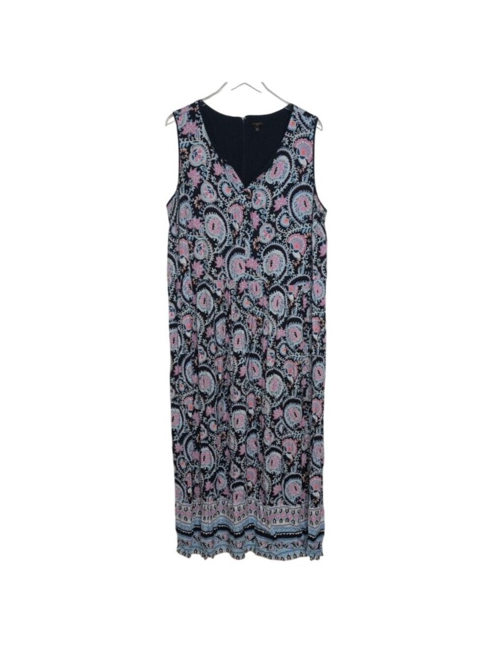 Talbots Floral Maxi Dress Womens Plus Size 20W Blue Sleeveless V Neck Boho